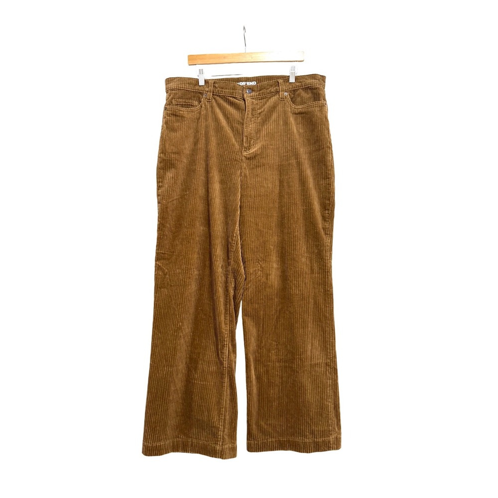 Lands' End Women's Wide Leg Corduroy Pants Size 18‎ High Rise Classic Heritage